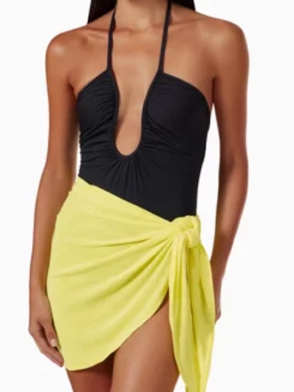 Good American Leg Daze Sarong yellow self-fastening tie relaxed fit size 0-4